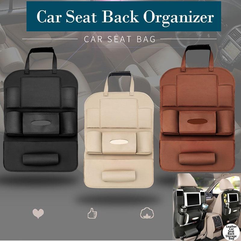 

Универсальный органайзер для спинки сиденья автомобиля из искусственной кожи и держатель для телефона чёрный