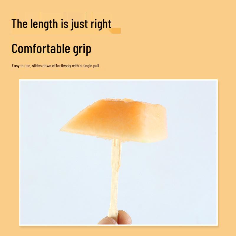 Disposable I-Shaped Two-Pronged Bamboo Knot Fruit Fork Skewer for Snacks and Cakes