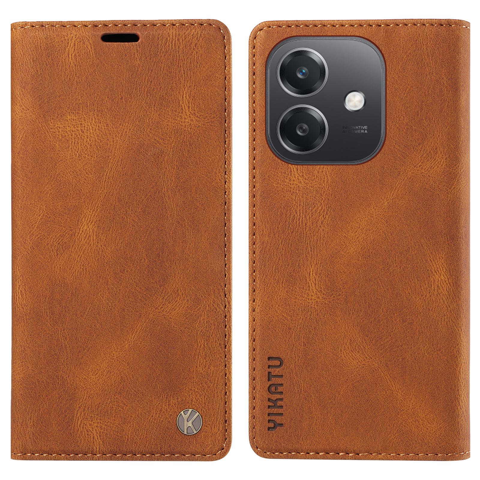 

For Oppo A3x 4G/5G (India)/A3 4G/5G/A60 5G/A40 4G/A40M 4G Case Leather Skin-Touch Phone Cover Magnetic Auto-Absorbed Brown