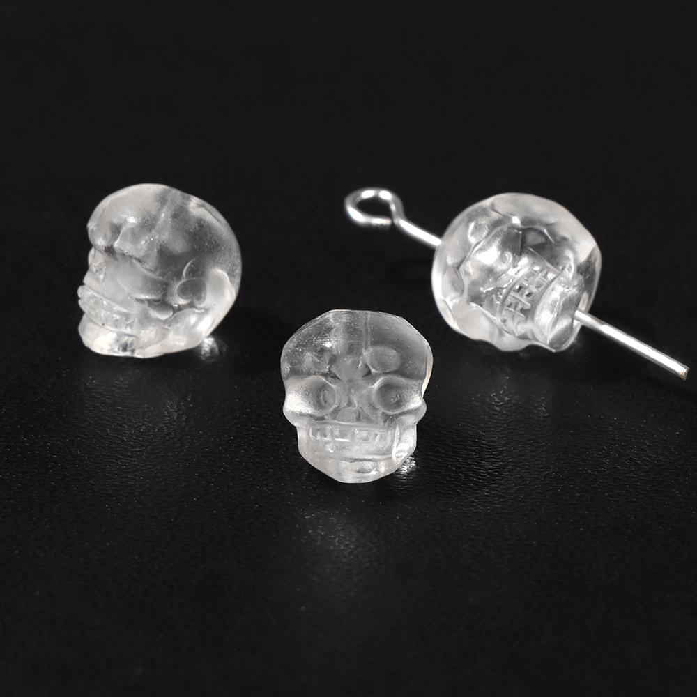 Mini Skull Head Statue Natural Stone Spacer Beads Charm Healing Crystals Reiki Carved Witchcraft Figurine Mineral Accessory Gift