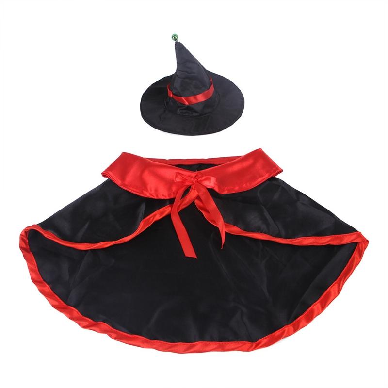 Dog Halloween Costumes Vampire Witch Cloak Cape with Wizard Hat for Small Medium Large Dogs Pets