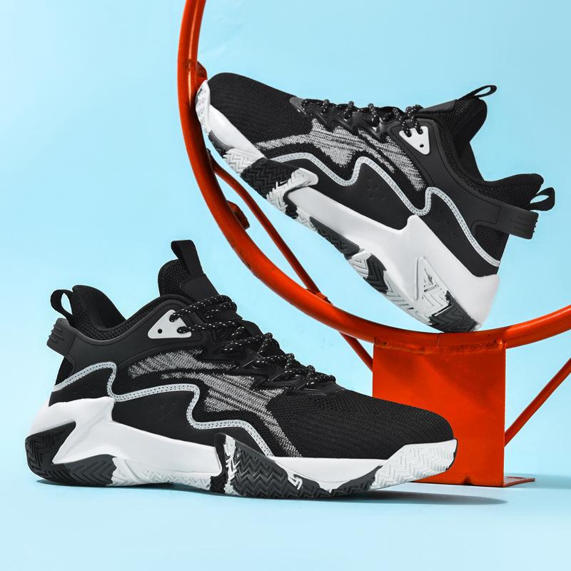 Sports and Leisure Shoes Men's Shoes Basketball Shoes Running Shoes Breathable Fly-woven Actual Combat Boots Men's Sneakers