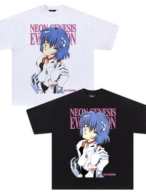 EVA Aya Polly Asuka Anime Printed T-Shirt Vintage Hip Hop Loose Short Sleeve Male Breathable Y2K
