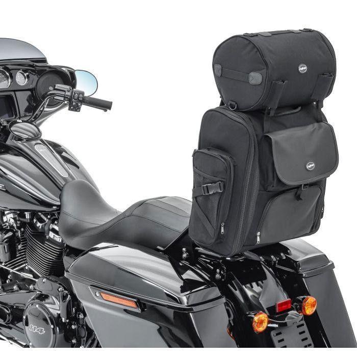Motorrad Sissy Bar Hecktasche Craftride SXL mit Rollentasche in Schwarz