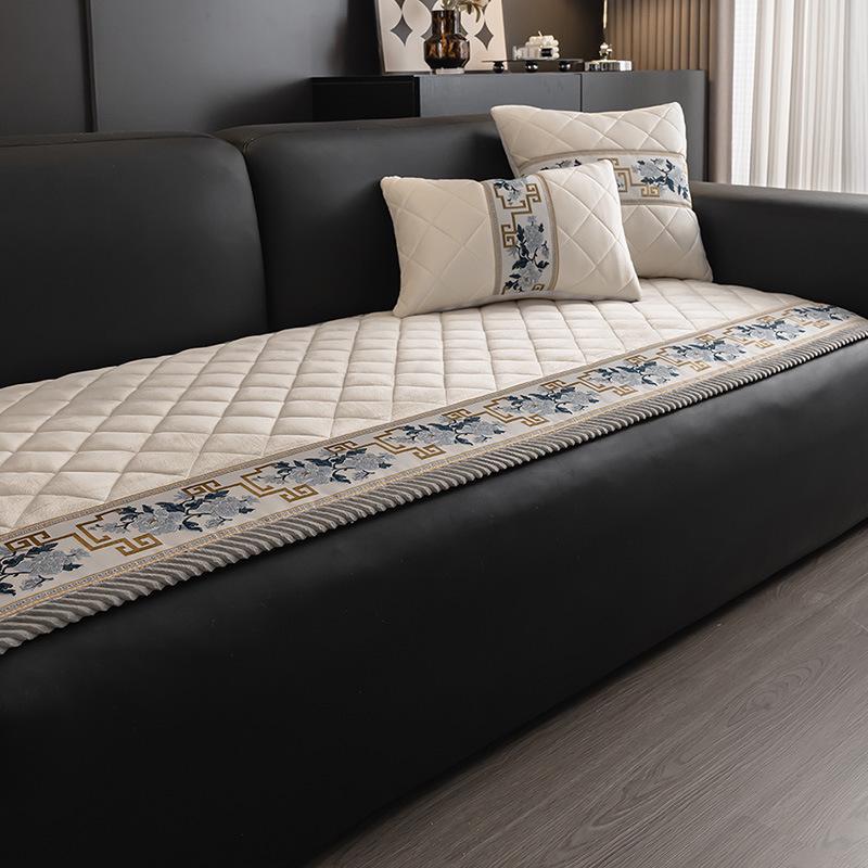 2025 Стиль Китая Нескользящая Теплая Плюшевая Кожаная Подушка для Дивана для Офиса и Дома 50x50cm белыйслоновая кость 1300₽