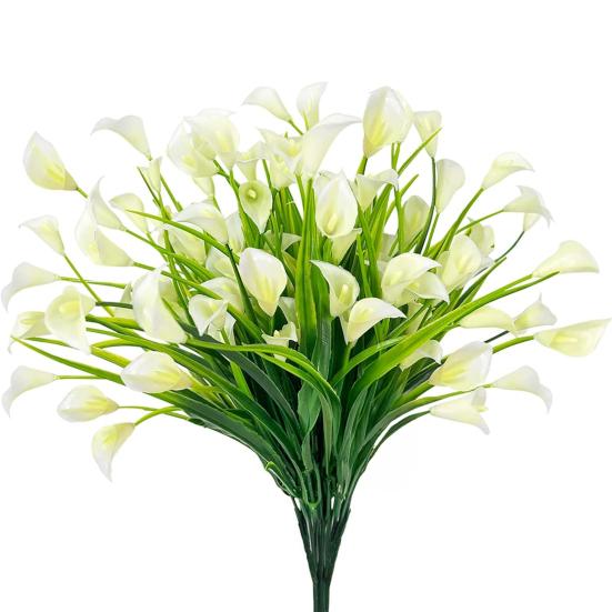 Künstliche Calla-Lilien, Strauß, realistische Kunstblumen, UV-beständig, Kunst-Calla-Lilien für Blumenarrangements in Vasen im Innenbereich, Dekoration für den Außenbereich, 10 Stück
