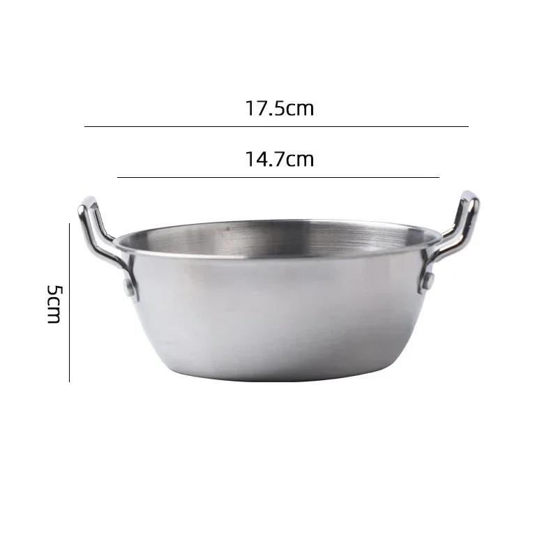 Korean Cuisine Bowl Stainless Steel Mixing Bowl with Double Handles Serving Bowl Appetizer Tray Sauce Dishes for Home Restaurant