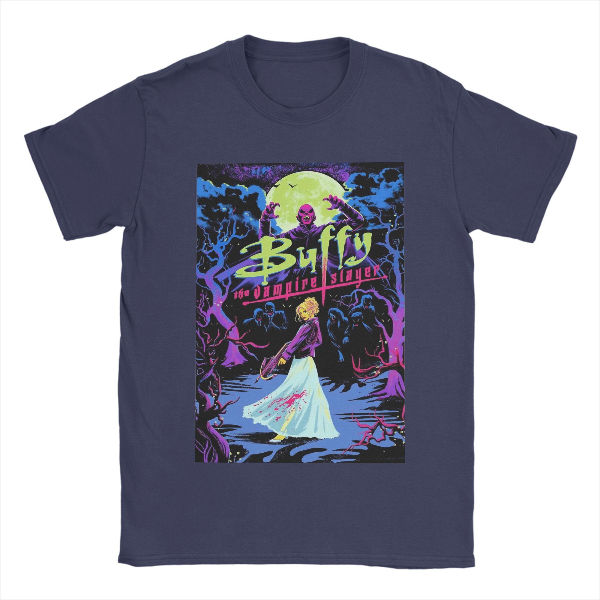 

Мужские футболки Buffy the Vampires Slayer Футболки Фильм ужасов Топы из чистого хлопка Забавные футболки с коротким рукавом и круглым вырезом Футболка с принтом 4XL