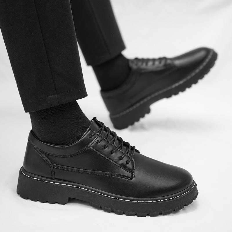 Luxury Brand Black Leather Shoes Classic Men's Casual Shoes Fashion Men Dress Shoes Breathable Lace-Up Business Oxfords Footwear