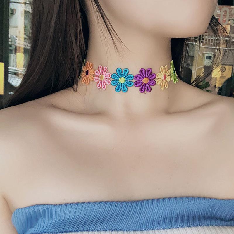 Stretchy Band Crochet Flower Headband Cute Colorful Design Comfortable Fit for Teen Girls Summer Sports Outdoor Activities