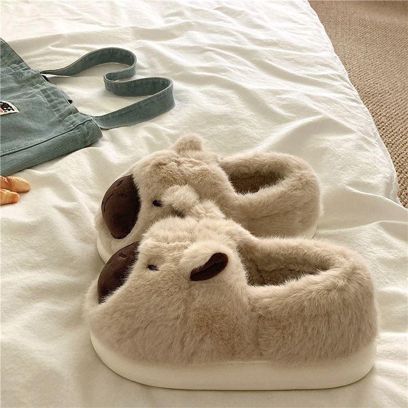 Cute Bag Heel Cotton Slippers Winter 2025 New Home Indoor Comfortable Thick-soled Non-slip Plush Warm Cotton Shoes