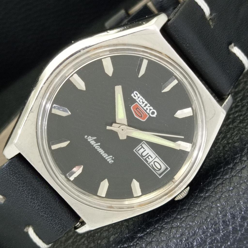 Seiko 5 AUTOMATIC VINTAGE 6309A JAPAN MENS BLACK COLOR DIAL WATCH A701232-5 R206a-a701232