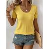 Women's Summer Thin Knitted Top, Slim Fit Short Sleeve Crew Neck T-Shirt