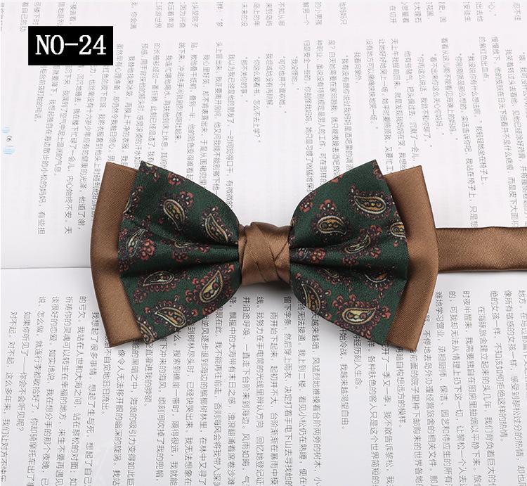 Gemusterte Fliege Herren Imitationsseide Druck Retro High-End Französisches Hemd Amtlich Fotografie Hochzeit Schleife Kragen