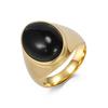 Men's Tiger Eye Ring Polished Stainless Steel Band Smooth Oval Cabochon Stone Modern Minimalist Jewelry for Him