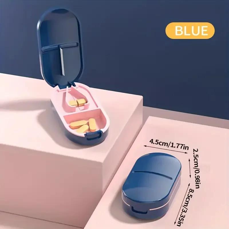 Compact Portable Pill Cutter Integrating Storage Box Adjustable Pill Splitting Crushing Function and Durable Steel Cutting Blade