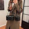 New niche design popular simple double pull cosmetic bag shoulder crossbody trendy women's bag fashion