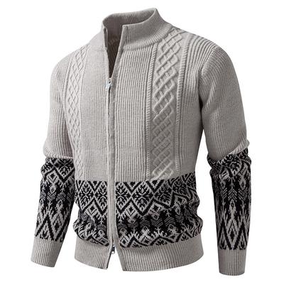 New Style Knitted Cardigan Men's Jacquard Thickened Cardigan Sweater Large Size Knitted Sweater Jacket