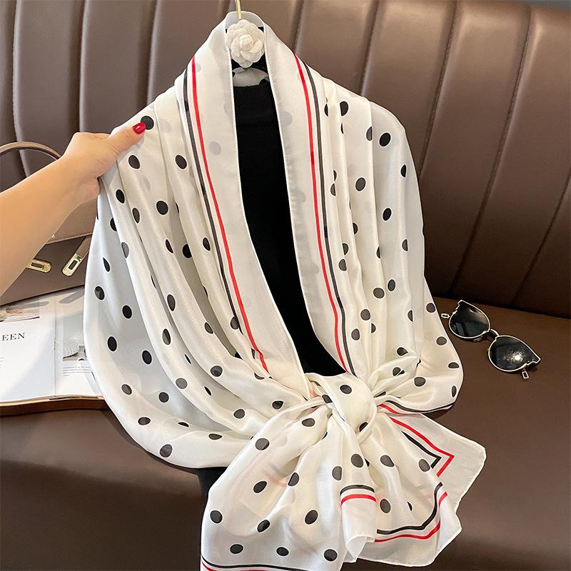 Painting Floral Design 100% Silk Feeling Scarf For Women 180X90Cm Shawl Wraps Luxury Female Hijab Headband Foulard Beach Stoles