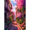 Japanese Street Scenery Cherry Blossom Architecture Canvas Poster Flowers Plants Landscape Wall Art Prints for Modern Home Decor