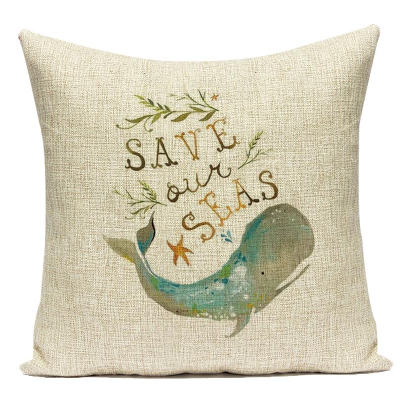 Cute Animals Fishes Decorative Throw Pillows Case Square Sofa Home Seat Cushion Cover for Home Living Room Decoration