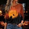 Damen Halloween Print Pullover Top mit langen Ärmeln und Rundhalsausschnitt