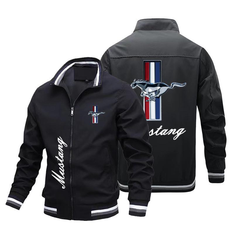 Spring & Autumn Men's Ford Mustang Logo Jacket - Fashionable High-Quality Racing Suit, Sporty Casual Wear