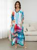 European-American Cotton Tie-Dye Beach Dress: Loose Robe & Bikini Cover-Up