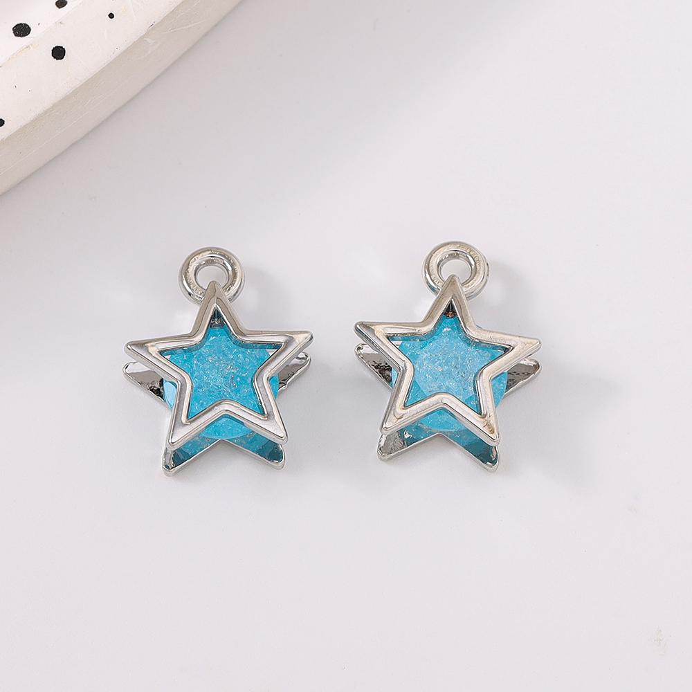 5pcs Cute Crystal Star Pendant Charms for Jewelry Making Earrings Bracelet Necklace DIY Handmade Accessories