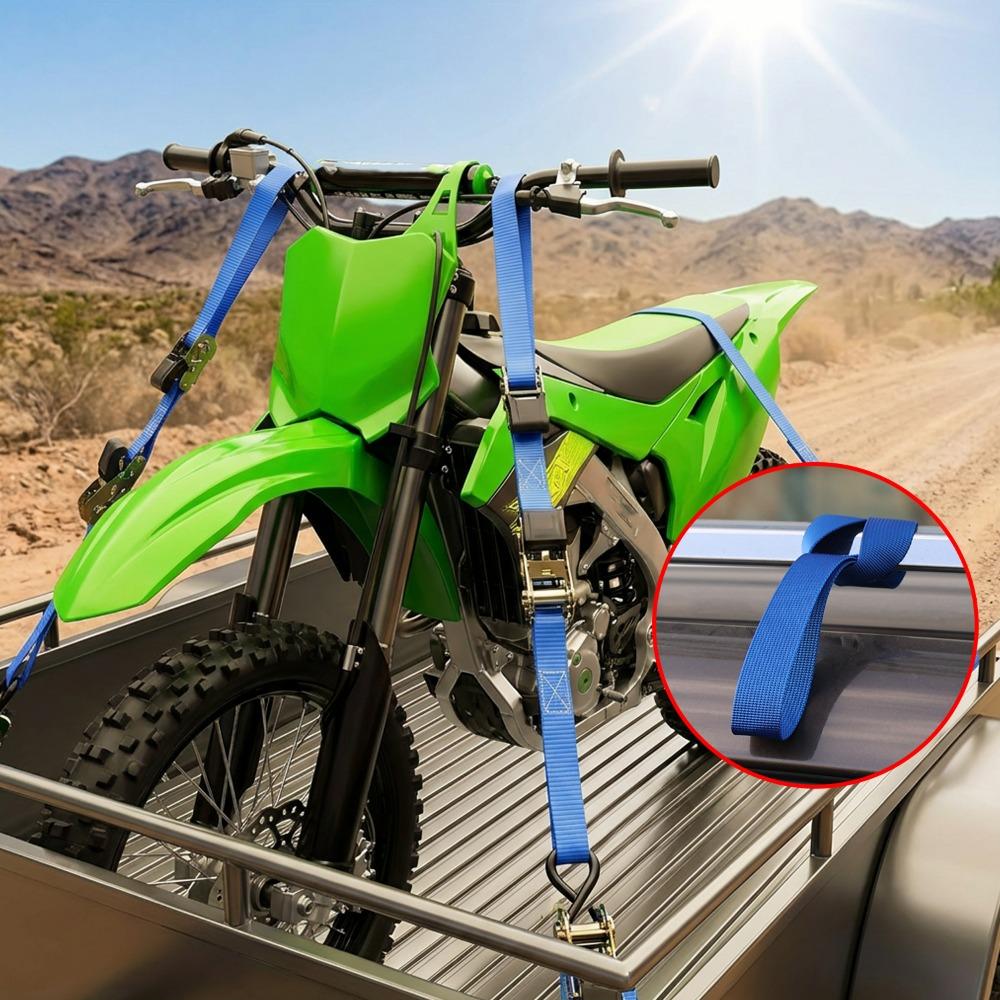 Soft Loops Tie Down Straps Secure Trailering Hauling Towing Rope Belt for Motorcycle Motorbike ATV Snowmobile Prevent Scratch
