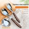 Stainless Steel Wood Grain Yuanbao Spoon - Retro Style Baby and Dessert Spoon