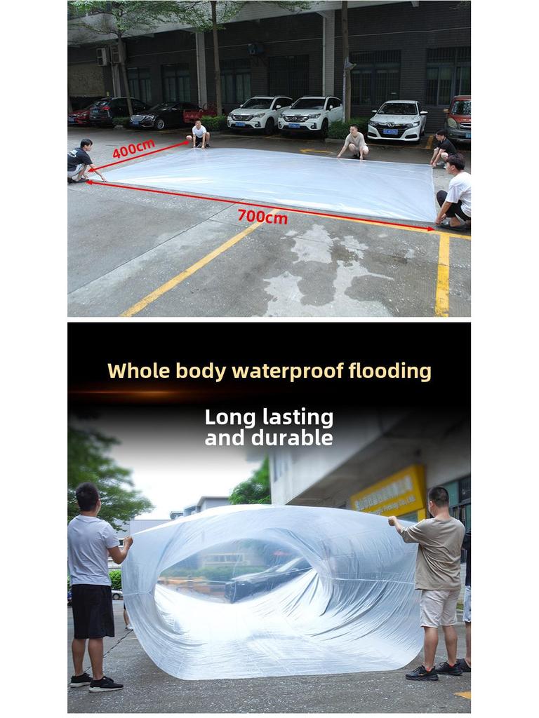 Grande housse de voiture imperméable en polyéthylène - Épaisse, résistante à l'humidité et à la poussière, protection complète