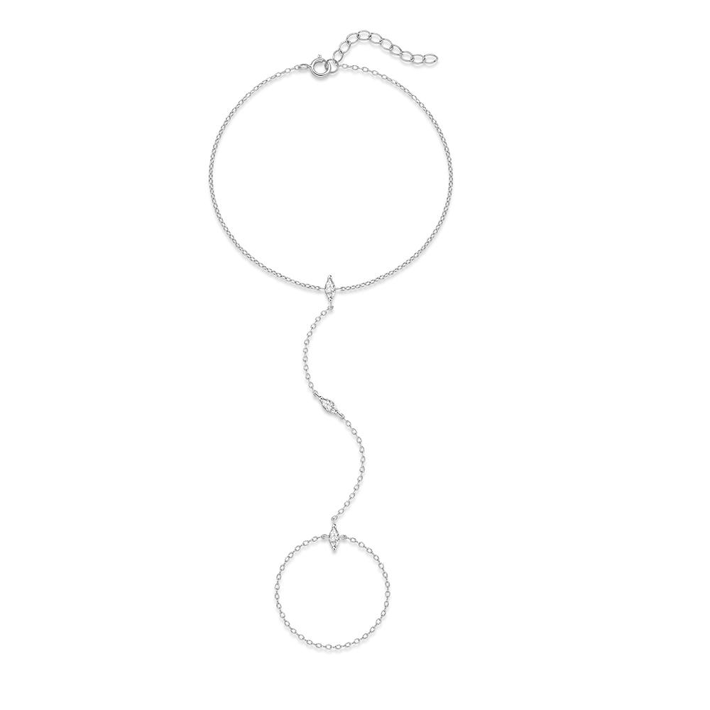 CANNER Bracciale con Charm in Argento 925 Stile INS Occhio di Cavallo Zircone con Catena ad Anello per Donna Uomo Coppia Gioielli da Festa