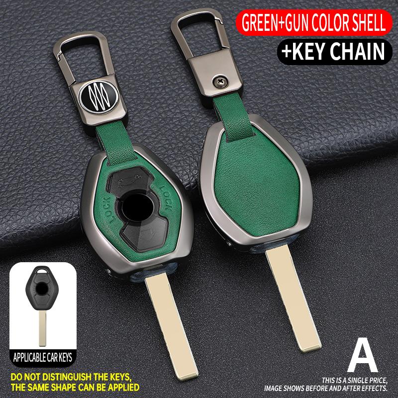 Zinc Alloy +Leather Car Key Case Cover for BMW 3 5 7 Series X5 E53 X3 F83 E46 E39 E38 E60 E63 E61 E64 330i Z3 Z4 E85 E86 M5 325i