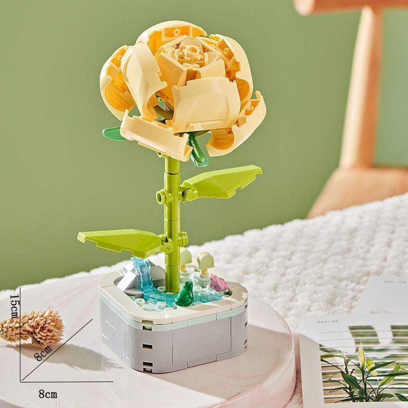 Building Block Flowers Potted Plants Sunflowers Tulips Fragrant Flower Decorations Puzzle Toys Holiday Gifts