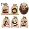 Holiday Treat Bags for Kids Christmas Drawstring Bags, Small Festive Prints Burlap Pouches Seasonal Gift Wrapping Supplies Candy Jewelry And