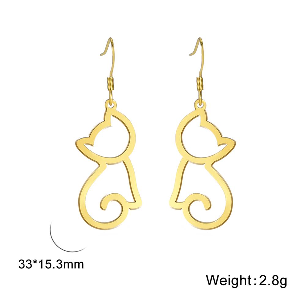 Cazador Cute Animal Cat Women's Earrings 2025 Trend Drop Earrings for Teens Girls Stainless Steel Jewelry Party Birthday Gift