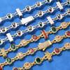 HHIOK Hip Hop Necklace for Men Colored Zircon Geometric Chain White Gold Plated Jewelry Trendy Gift for Men Women