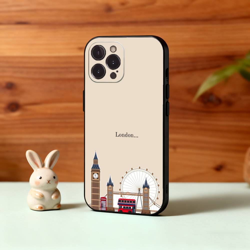 London Whispers Phone Case For iPhone17,16,15,14,13,12,Plus,Pro Max, 5G Others Soft Black Cover