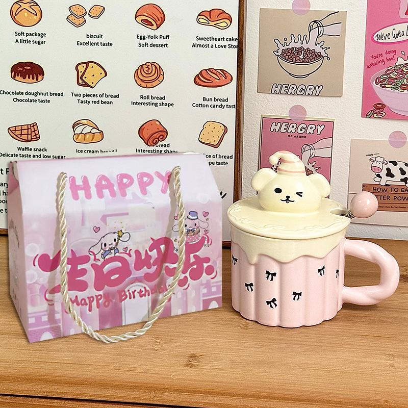 Funny Dog Ceramic Cup Souvenir Cup Household Water Cup with Lid Mug Birthday Gift Girl Coffee Cup