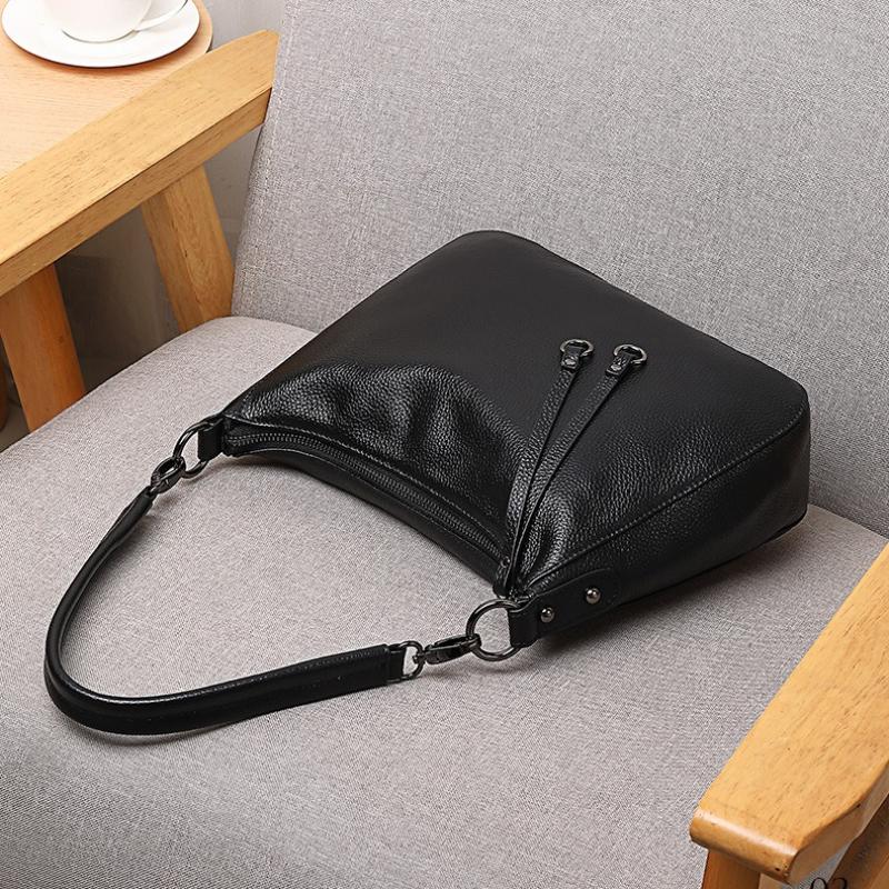 Retro Leather Hobo Bag for Women  Elegant Shoulder Crossbody Bag Classic Black Grey Handbag  Strap Luxury Female Tote