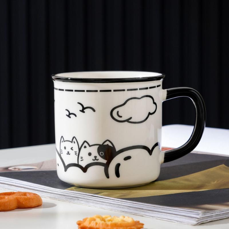 Vintage Cute Ceramic Mug for Office Home Use High Aesthetic Water Cup Unisex Gift Souvenir Coffee Tea Cup