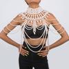 Fashion Tribal Style Hollow Woven Pearl Shawl Body Chain Retro Layered Exaggerated Sexy Body Chain All Match Women Jewelry