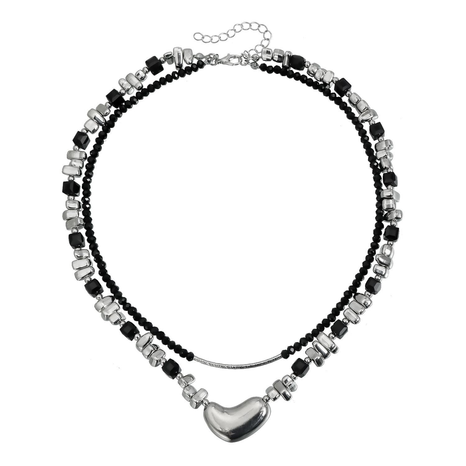 Special-shaped love love beaded crystal necklace ins dark Shaofeng y1k necklace
