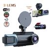 Dash Cam 4K a 3 Canali, Registrazione Tripla, Visione Notturna, Grandangolo, WiFi, Sincronizzazione con Telefono, Monitor di Parcheggio
