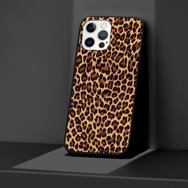 Fodral för Iphone 11 13 12 Mini 14 Pro Max Xr 7 8 +Se 2020 Xs 6 6s Plus 5 5s Svart Silikon Telefonskydd Leopardmönster
