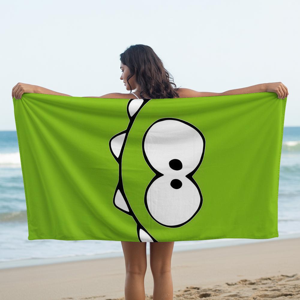 Green Cartoon Face Microfiber Beach Towel Quick Dry Sand Free Oversized Soft Absorbent Bath Towel for Swimming Pool Travel Gym