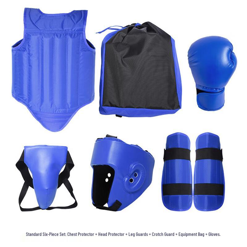 Xixun Blue 6-Piece Double-Layer Boxing Protective Gear Set