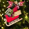 Handmade Wooden Money Holder Christmas Tree Reindeer Money Clip Wallet Ornament with Blessing Placing Money Dispenser for Christmas Tree Home