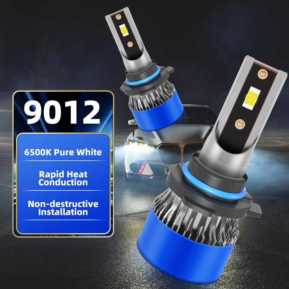 2PCS 9012 LED Headlights Bulbs High Low Beam 6000K Super Bright White Euipped With Internal Drive Auto Light Bulbs DC12V Vehicle